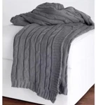 Rizzy Home Cotton Cable Knit Sweater Fabric Light Grey 50" X 60" Throw T6103. Fixed Price $111.00.
