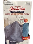 Nib Sunbeam Extra-long 50 70 Heated Throw Blue Micro Plush Machine Wash. Fixed Price $39.99.