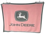 Girls' John Deere Pink Gray Fleece Throw Blanket Usa 47 X 63 Big Logo. Fixed Price $25.00.