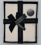 Tahari Pure Cashmere Throw Blanket Cable Knit Ivory Off White; Nib. Fixed Price $129.99.