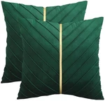 Tosleo Dark Green Pillow Covers 20X20 Pack With Gold Leather Soft Velvet.... Fixed Price $28.75.