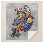 Uncle Sam Patriotic Ice Hockey Sport Team Mascot Sherpa Fleece Throw Blanket. Fixed Price $42.95.
