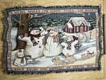 Goodwin Weavers Tapestry Throw 46 X67 Warm Smiles By S. Winget Winter Family. Fixed Price $40.00.