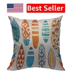 Durable 18X18 Inch Cotton Linen Pillow Cover - Unique Watercolor Surf Design. Fixed Price $26.39.