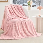 Bedelite Fleece Decorative Blanket - 3D Jacquard Pink THROW(50"X60"),. Fixed Price $25.92.