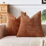 Rust Chenille Throw Pillow Covers 18X18 Set 2 Soft Farmhouse Accent Modern.... Fixed Price $26.37.
