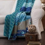 Throw Blanket Cotton Blue Decorative Quilted Couch Chair Accent Bedding Cover. Fixed Price $59.75.