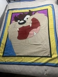 Vtg Tasmanian Devil Taz Looney Tunes Reversible Fleece Throw Blanket 50X58. Fixed Price $22.95.