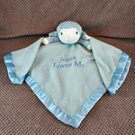 Precious Moments Jesus Loves Blue Lamb Sheep Baby Security Blanket Lovey 20". Fixed Price $15.00.