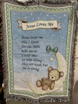 Collections Etc Jesus Loves Me Woven Throw Blanket 36X48 Cotton Blend Bear. Fixed Price $14.94.