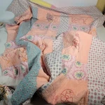Embroidered Patch Quilt Horse Cow Cat Peeps Dog Flower Bird Duck 62" By 43". Fixed Price $95.00.