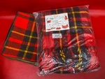 Vintage Faribo Acrylic Red Plaid Fluff Loomed Carefree Fringes Blanket Nip. Fixed Price $88.00.