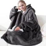 Touchat Wearable Blanket Hoodie, Oversized Sherpa Fleece Sweatshirt Grey. Fixed Price $42.79.