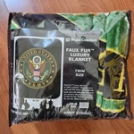 New Regal Comfort U.s. Army Fleece Faux Fur Luxury Blanket Twin Size 60"X80". Fixed Price $38.47.