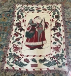 Vintage 1990S Mww Christmas Throw Tapestry Blanket Santa Holly 36X46. Fixed Price $24.50.