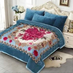 Mink-fleece Flannel Blanket Extra Large 75 87 Inches, Lbs Blue/peony Pattern. Fixed Price $45.99.