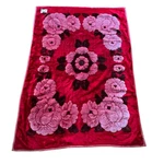 Vintage Korean Mink Fleece Blanket Reversible Plush Warm Floral Roses. Fixed Price $79.00.