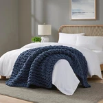 Madison Park Chenille Chunky Knit Handmade Throw Blanket-navy BLUE-50'X60". Fixed Price $79.99.