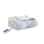 50"X70" Aina Marble Faux Fur Heated Throw Blanket Gray/blue - Beautyrest. Fixed Price $31.99.