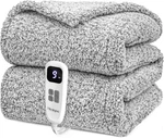 Blunique Heated Throw Blanket 50X60IN Double-sided Sherpa 10 Levels Gray. Fixed Price $28.00.