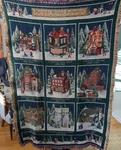Vtg Dept 56 Xmas Heritage Village Tapestry Cotton Made Usa Throw Blanket 46X68. Fixed Price $24.00.
