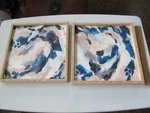 Deny Designs (set Of 2) 12" X Abstract Framed Decorative Blue Wall Art. Fixed Price $22.99.