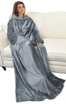 Catalonia Wearable Blanket With Sleeves And Pocket, Cozy Soft 73" X 51", Gray. Fixed Price $34.46.