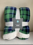 Martha Stewart Green & Navy Plaid Classic Sherpa Throw, 50 X 60. Fixed Price $45.00.