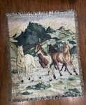 Vintage Horse Tapestry Throw Blanket Woven Western Ranch Cabin Decor 48X40. Fixed Price $37.99.