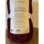 Premier Comfort Sherpa Throw Cozy Cable Knit Blanket Burgundy 50X60 New. Fixed Price $24.00.