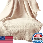 Manual Woodworker Textured Blocks Fringed Natural 2-LAYER Throw 46. Fixed Price $59.18.