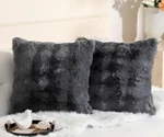 New Ikalife Pack Of 2 Gray Faux Fur Throw Pillow Covers 18"X. Fixed Price $14.99.