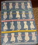 Vuteks Pink Blue Acrylic Cat Blanket 60" X 80" Crown Crafts Grannycore Lover. Fixed Price $62.99.