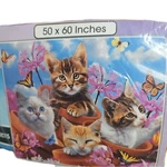 Dawhud Direct Super Soft Fleece Throw Blanket Garden Wonder Kittens 50X60". Fixed Price $15.00.