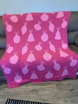 Martha Stewart Pink Christmas Throw Blanket Reversible Ornaments 70 X 48 Euc. Fixed Price $18.99.