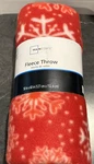 Mainstays Fleece Throw Blanket 50" 60" Red Snowflake Christmas Open Box. Fixed Price $12.10.