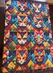 Oh My! Bright Beautiful Cats Handmade Throw Quilt Kitten Lovers Blanket. Fixed Price $48.96.