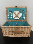 Canterbury Deluxe Wicker Picnic Basket Hamper Set For 2 With Blanket New. Fixed Price $74.99.