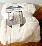 Life Comfort Artisan Mixed Yarn Throw 60" 70" Luxury Cream Machine Washable. Fixed Price $25.00.