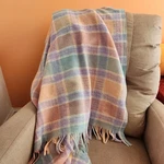 Faribo Blanket Throw Woven Wool Blend Pink Blue Plaid Made Usa 50 X Vintage. Fixed Price $49.88.