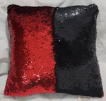 Mainstays Black Red Sequins Mermaid Throw Pillow Fuzzy Back 17X17 Sparkle. Fixed Price $20.00.
