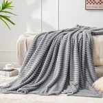 Fleece Blanket Twin Size 3D Ribbed Jacquard Soft And Warm Decorative Fuzzy. Fixed Price $31.25.
