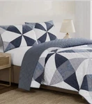 Origami Pieced Reversible Modern Patchwork 3-PIECE Quilt Set Queen Blue. Fixed Price $118.00.