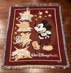 Walt Disney World Magic Kingdom Mickey Mouse Red 55" X 45" Fringed Throw Blanket. Fixed Price $10.79.