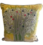 Mod Lifestyles Handcrafted Throw Pillow Embroidered Tree Design & Button Accents. Fixed Price $39.59.