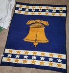 Vintage Biederlack Liberty Bell Gold Blue White Throw Blanket /bed Cover 59 X 72. Fixed Price $58.95.