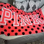 Victorias Secret Pink Neon Graphic Lg Sherpa Blanket Throw Limited RN:54867. Fixed Price $250.00.