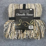 Vtg Brentwood Originals Neutral Stripe Chenille Throw Blanket Gray Beige Camel. Fixed Price $70.00.