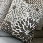 Callisto Home Beaded Floral Decorator Pillows 17X17 Gorgeous Silver Taupe Ivory. Fixed Price $48.00.