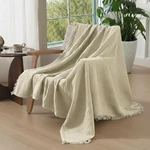 Organic Cotton Oatmeal Khaki Throw Blanket Lightweight Breathable Decorative. Fixed Price $33.94.